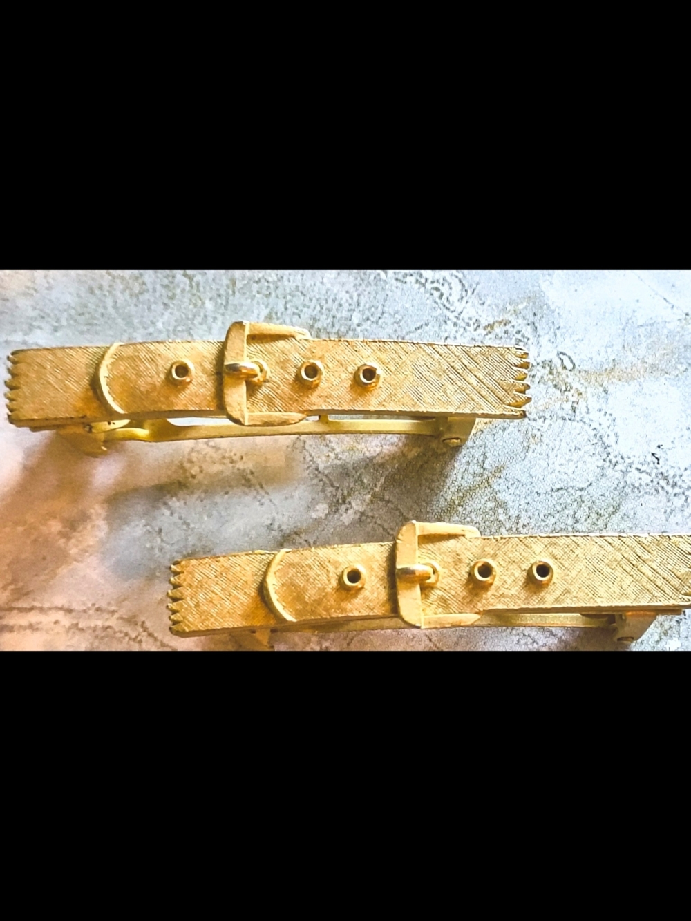 Vintage French Otomatic Gold-tone Buckle Hair Clips